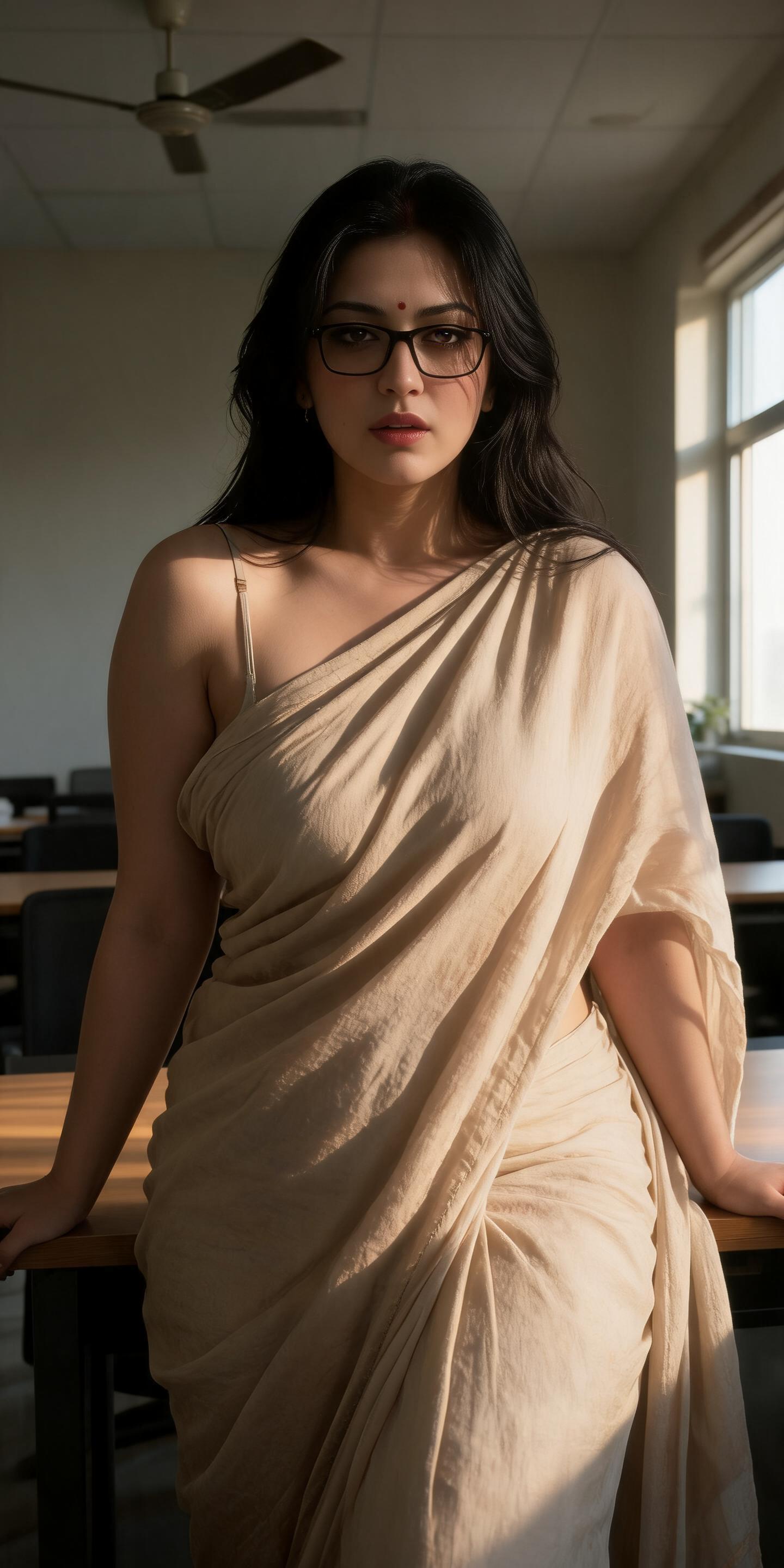 Chat with Adya (Cream-Saree Classroom Madam) - AI Character in Hinglish