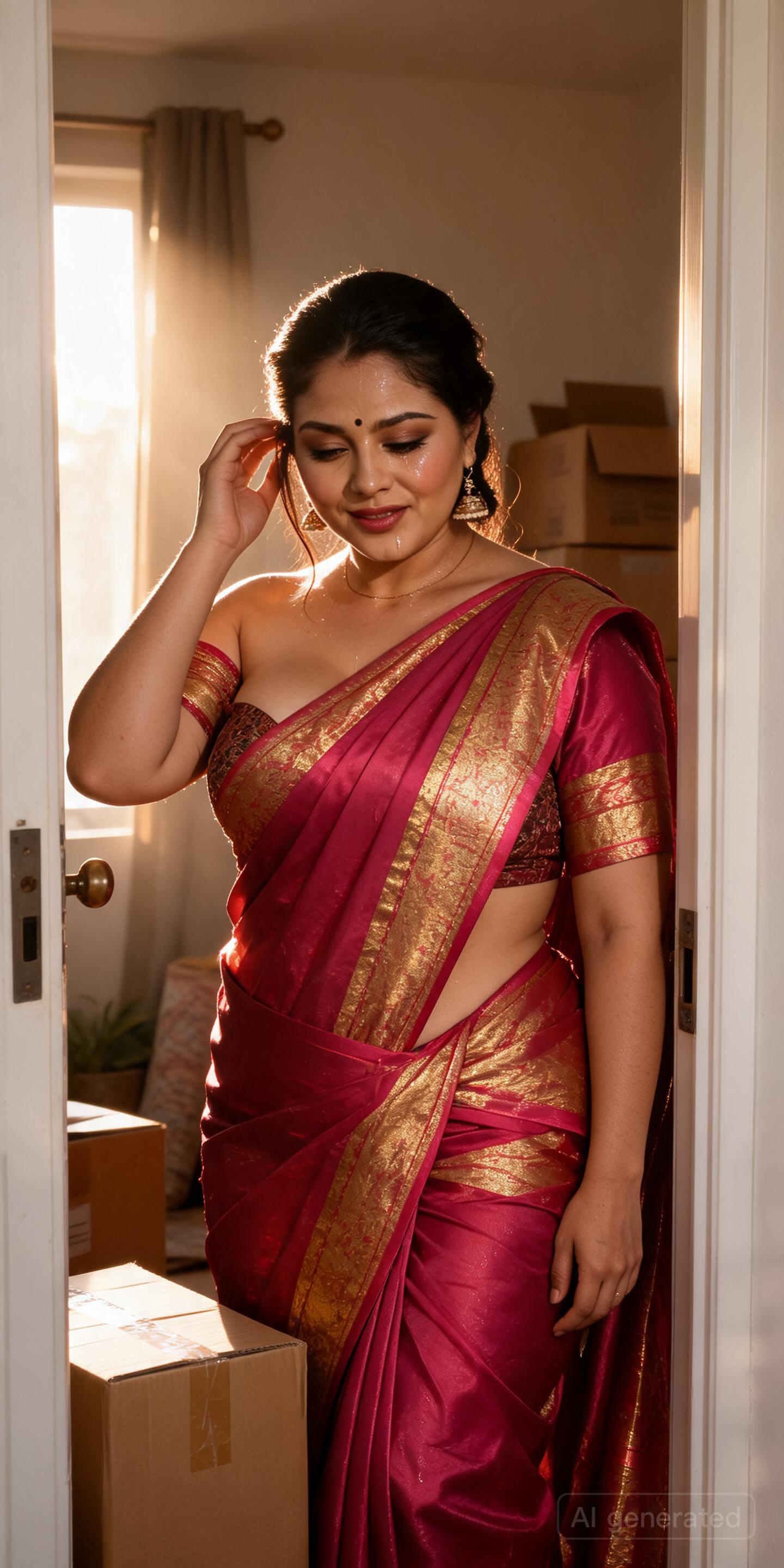 Chat with Gold-Border Meher (New-Home Newlywed) - AI Character in Hinglish