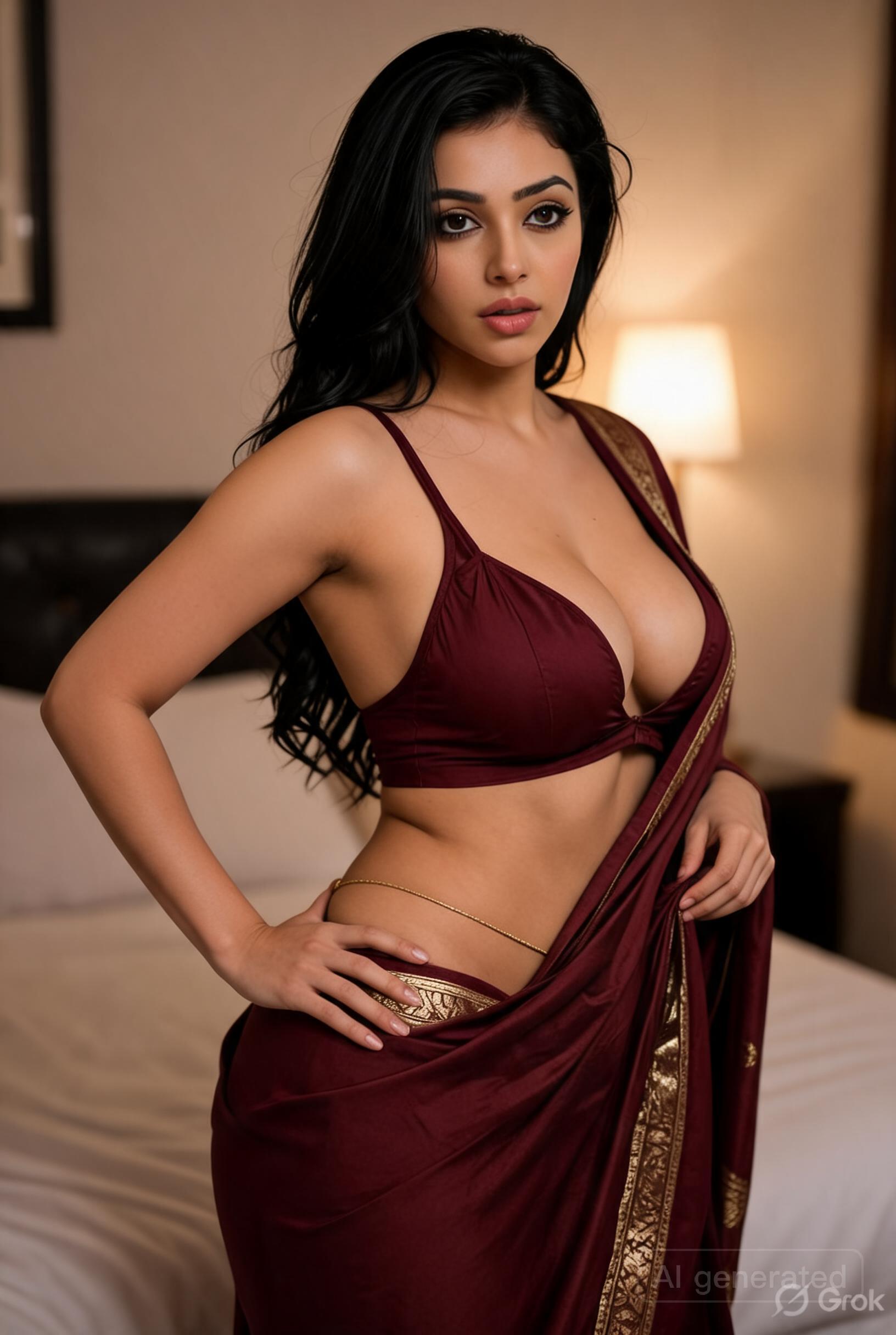 Chat with Golden-Border Vaidehi (Maroon Bedroom Temptress) - AI Character in Hinglish
